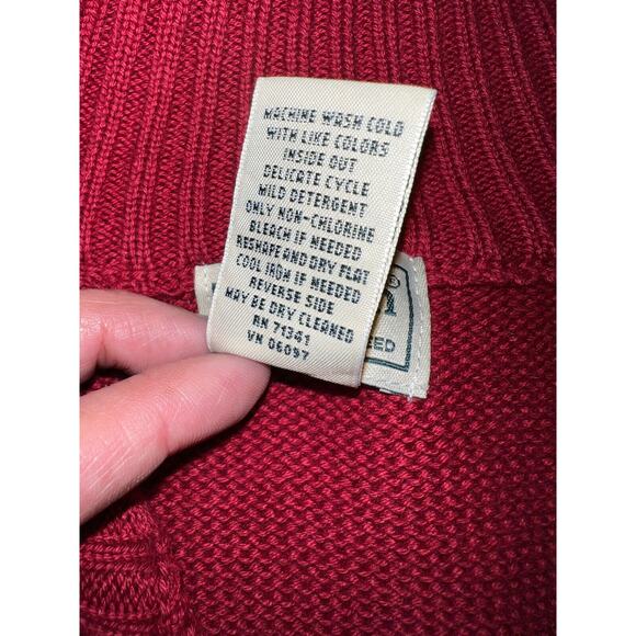 LL Bean Sweater Men’s Size L Red 1/4 Zip Pullover Mock Neck Long Sleeve Cotton - Picture 7 of 16